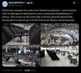 Russia has revealed the scale of its Shahed production—entire factory halls in Alabuga are dedicated to mass-producing Shahed-Geran-2 clones. 20-07-2025