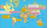 Geopolitical map of the world russia china america