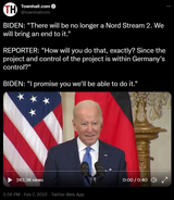 Biden there will be no longer a Nord Stream we will bring an end to it Germany Ukraine Russia pipeline