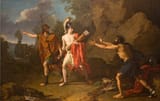 François-Xavier Fabre (Montpellier 1766-1837 Montpellier) Ulysse et Néoptolème enlèvent à Philoctète l&#039;arc et les flèches d&#039;Hercule (Ulysses and Neoptolemus take Hercules&#039; bow and arrows from Philoctetes) - Huile sur toile 1800