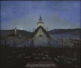 Harald Oskar Sohlberg (Christiania, Norway, U.K. of Sweden-Norway1869-1935 Oslo, Kingdom of Norway) Natt, Røros kirke (Night, Røros Church) - Olje på lerret 1904