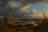 Johann Rudolf Bühlmann (Hemberg, Canton of Säntis, Helvetic Republic 1802-1890 Zürich, Canton of Zürich, Swiss Confederation) View of Paestum - Oil on canvas 1839