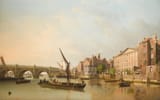 Samuel Scott (London, Kingdom of Great Britain 1702-1772 Bath, Somerset, England, Kingdom of Great Britain) View of Westminster Bridge with neighbouring houses, London - Oil on canvas