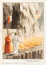 Tancredi Scarpelli (1866-1937) La Divina Commedia, Purgatorio, Canto 25 - Pencil, ink, watercolour and tempera on thin cardboard 1908