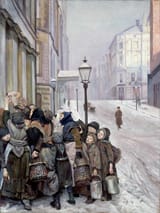 Christian Krohg (Christiania, Sweden-Norway 1852-1925 Oslo, Kingdom of Norway) Struggle for Survival - Oil on canvas 1889-min