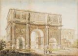 Attributed to Franz Kaisermann (Yverdon, Canton of Bern, Swiss Confederacy 1765-1833 Rome, State of the Church) The Arch of Constantine - Watercolour over etched outline