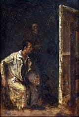 Stevan Aleksić (Arad, Arad County, Kingdom of Hungary, Austro-Hungarian Monarchy 1876-1923 Modoș, Timiș-Torontal County, Kingdom of Romania) Umetnik u ateljeu (Artist in the studio) - Ulje na platnu 1919