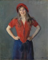 Christian Krohg (Christiania, Sweden-Norway 1852-1925 Oslo, Kingdom of Norway) Portrait of wife of the artist the Painter Othilia Pauline Christine Krohg née Lasson (1860-1935) - Oil on canvas 1888-min