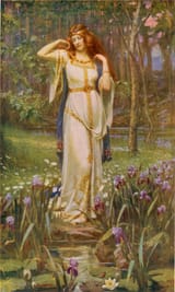 James Doyle Penrose (County Wicklow, Ireland, U.K. 1862-1932 Bognor Regis, West Sussex, England, U.K.) Freyja and the Necklace - 1890-min