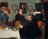 Harriet Backer (Holmestrand, Jarlsberg og Larviks amt, Kingdom of Norway, U.K. of Sweden-Norway 1845-1932 Oslo, Kingdom of Norway) The Farewell - Oil on canvas 1878-min