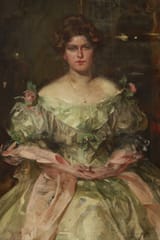 Pavle Jovanović (Vršac, Voivodeship of Serbia and Banat of Temeschwar, Austrian Empire 1859-1957 Vienna, Republic of Austria) Portret lepe gospođe (Portrait of a beautiful lady) - Ulje na drvetu c.1925