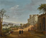 Jasper Adriaenszoon van Wittel (Amersfoort, Lordship of Utrecht, Dutch Republic c.1652-1736 Rome, State of the Church) View of Villa Aldobrandini, Frascati - Oil on copper