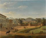 Jasper Adriaenszoon van Wittel (Amersfoort, Lordship of Utrecht, Dutch Republic c.1652-1736 Rome, State of the Church) View towards the Villa Aldobrandini, Frascati - Oil on copper