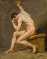 Attributed to Jean-Germain Drouais (Paris, Kingdom of France 1763-1788 Rome, State of the Church) A seated male nude in contrapposto - Oil on canvas