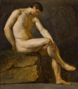 Attributed to Jean-Germain Drouais (Paris, Kingdom of France 1763-1788 Rome, State of the Church) A seated male nude - Oil on canvas