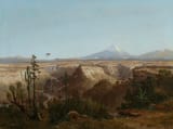 Joseph Selleny (Untermeidling, Lower Austria, Empire of Austria 1824-1875 Inzersdorf bei Wien, Lower Austria, A.H.M.) View of the Atacama Desert in Chile with the Licancabur Volcano in the background - oil on canvas