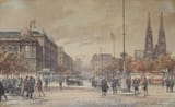 Paul Kaspar (Vienna, Austro-Hungarian Monarchy 1891-1953 Vienna, Republic of Austria) View of the Votive Church, Vienna - Watercolour on paper 1928