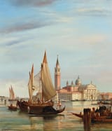 Felice Auguste Rezia (Italian, 1835-1907) Venice, view of San Giorgio Maggiore - Oil on canvas 1878-min