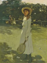 Mark Senior (Hanging Heaton, West Riding of Yorkshire, England, U.K. 1864-1927) The tennis player - Oil on canvas