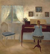 Peter Vilhelm Ilsted (Sakskøbing, Maribo Amt, Kingdom of Denmark 1861-1933 København, Kingdom of Denmark) Sunlit interior - Oil on canvas-min