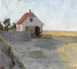 Anna Kirstine Ancher (Skagen, Hjørring Amt, Kingdom of Denmark 1859-1935 ibidem) A Cottage on the moor near Skagen - Oil on canvas 1888-min