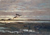 Bruno Andreas Liljefors (Uppsala, Uppsala län, Sweden, U.K. of Sweden-Norway 1860-1939 Stockholm, Kingdom of Sweden) Geese in the field - Oil on canvas 1925
