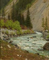 Vasily Vasilyevich Vereshchagin (Cherepovets, Novgorod Governorate, Russian Empire 1842-1904 The Battleship Petropavlovsk, Port Arthur, Kvantunskaya Oblast, Russian Empire) Mountain stream in Kashmir - Oil on canvas 1875