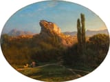 Lev Feliksovich Lagorio (Feodosia, Taurida Governorate, Russian Empire 1826-1905 St. Petersburg, Russian Empire) Palace of the Shamkhals in Kafyr-Kumukh, Dagestan - Oil on canvas 1867