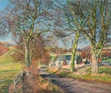 James McIntosh Patrick (Dundee, Forfarshire, Scotland, U.K. 1907-1998) Road in a spring landscape - Oil on canvas