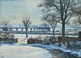 James McIntosh Patrick (Dundee, Forfarshire, Scotland, U.K. 1907-1998) Tay Bridge from the artist&#039;s studio, Dundee - Pencil and watercolour heightened with white