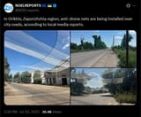 In Orikhiv, Zaporizhzhia region, anti-drone nets are being installed over city roads, according to local media reports. 20-07-2025