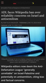 adl to be banned on wikipedia