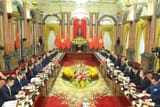 Xi Jinping, general secretary of the Communist Party of China Central Committee and Chinese president, holds talks with Vietnamese President Vo Van Thuong, in Hanoi, on December 13, 2023
