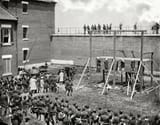 1865 Lincoln Assassination conspirators being hanged. July 7, 1865