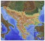 Large Topographical Map Of The Balkans
