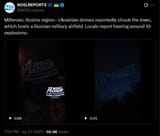 Millerovo, Rostov region—Ukrainian drones reportedly struck the town, which hosts a Russian military airfield 21-07-2025 hearing around 10 explosions
