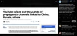 YouTube removed nearly 11,000 channels in Q2 2025 linked to state propaganda campaigns from China, Russia, and others. Over 2,000 of them were Russian 22-07-2025
