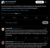 For the first time since 2008, the United States has deployed tactical nuclear weapons on the territory of the United Kingdom. 21-07-2025