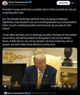 President Trump confirmed a possible visit to China and did not rule out a meeting with Putin 22-07-2025 Trump, Well, we have a lot of meetings possible HD