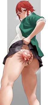 tomo chan anime girl tomboy showing off her ass tattoo
