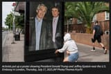 trump epstein poster in london
