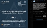 Russia launched 71 Shahed-type and decoy drones overnight from Kursk, Millerovo, Primorsko-Akhtarsk, and occupied Crimea 23-07-2025 shot down or suppressed 27, 18 EW