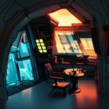 ai generated futuristic chair and table merchant