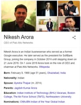 CEO of Palo Alto Networks pajeet - Google search results page for Nikesh Arora CEO of Palo Alto Networks