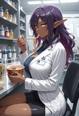 (hentai) delva - scientist - labolatory - sitting with food_00867