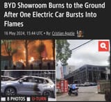 ev burns down showroom