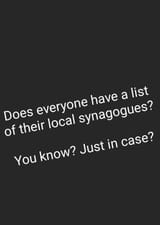 Pen and paper list local synagogues 