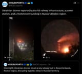 Ukrainian drones reportedly also hit railway infrastructure, a power station, and a Rostelecom building in Russia’s Rostov region. 23-07-2025
