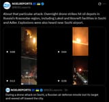 About that particular attack, Overnight drone strikes hit oil depots in Russia’s Krasnodar 24-07-2025 including Lukoil and Rosneft facilities in Sochi, Adler