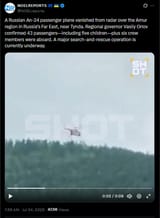 A Russian An‑24 passenger plane vanished from radar over the Amur region in Russia’s Far East, near Tynda. Regional governor Vasily Orlov 24-07-2025 43 passengers HD